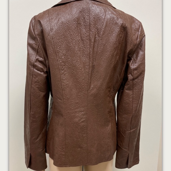 Pamela McCoy S Brown Textured Leather Button Front - Picture 3 of 14